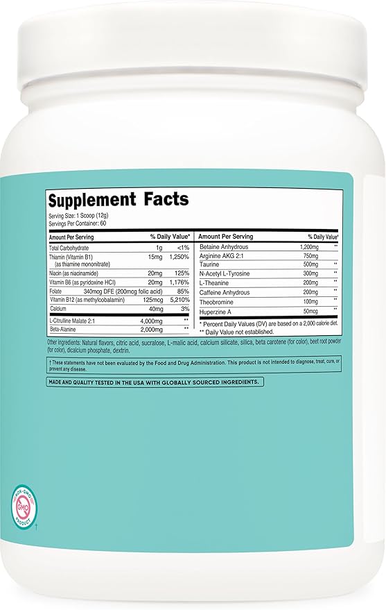 Nutricost Pre-Workout Powder for Women, Peach Mango, 60 Servings