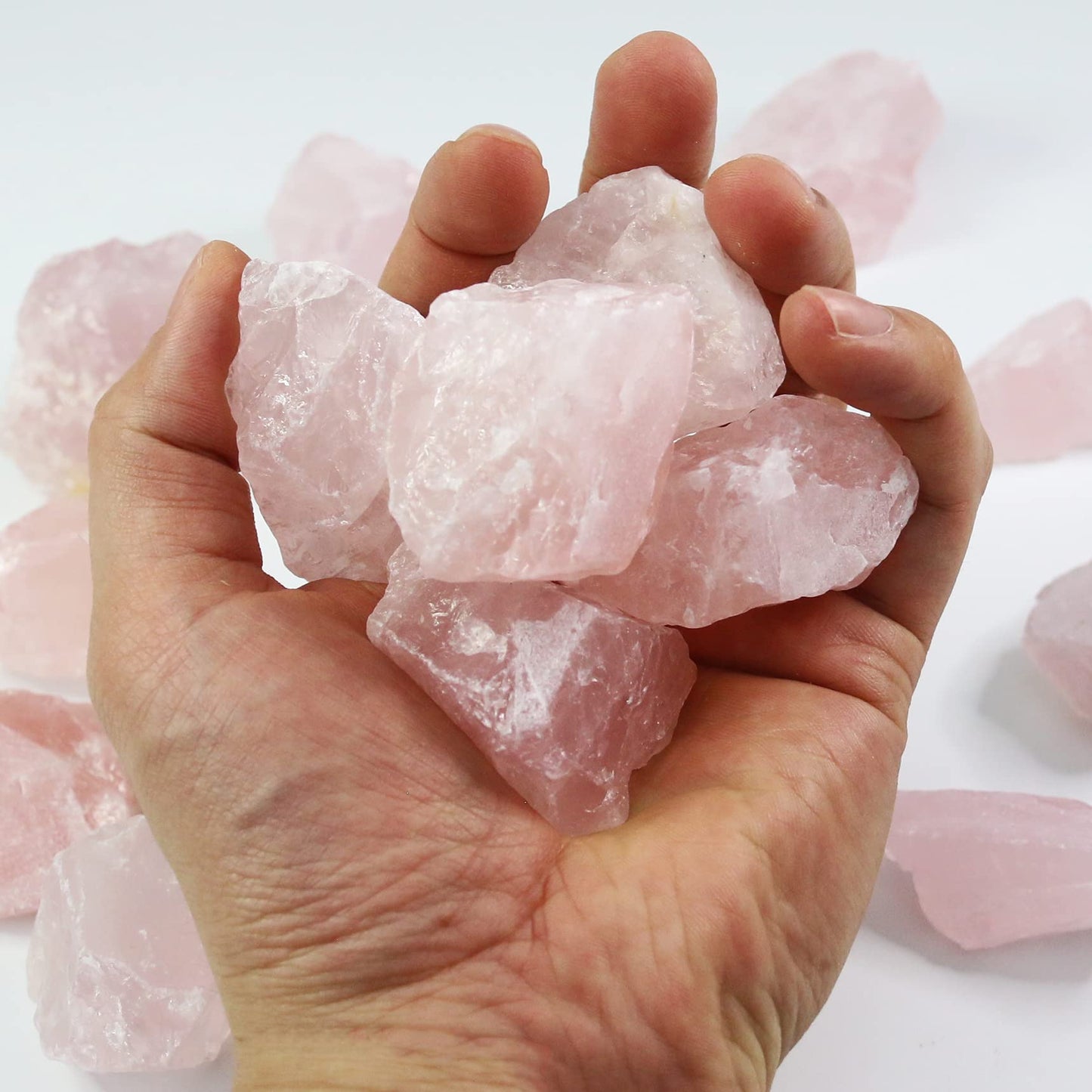Nvzi Rose Quartz Crystals, Raw Crystals Bulk, Gem Stones Rocks Crystals, Tumbled Stones and Crystals Bulk, Rock Collection, Chakra Stones, Healing Crystals, Raw Minerals Rocks Crystals(1LB)