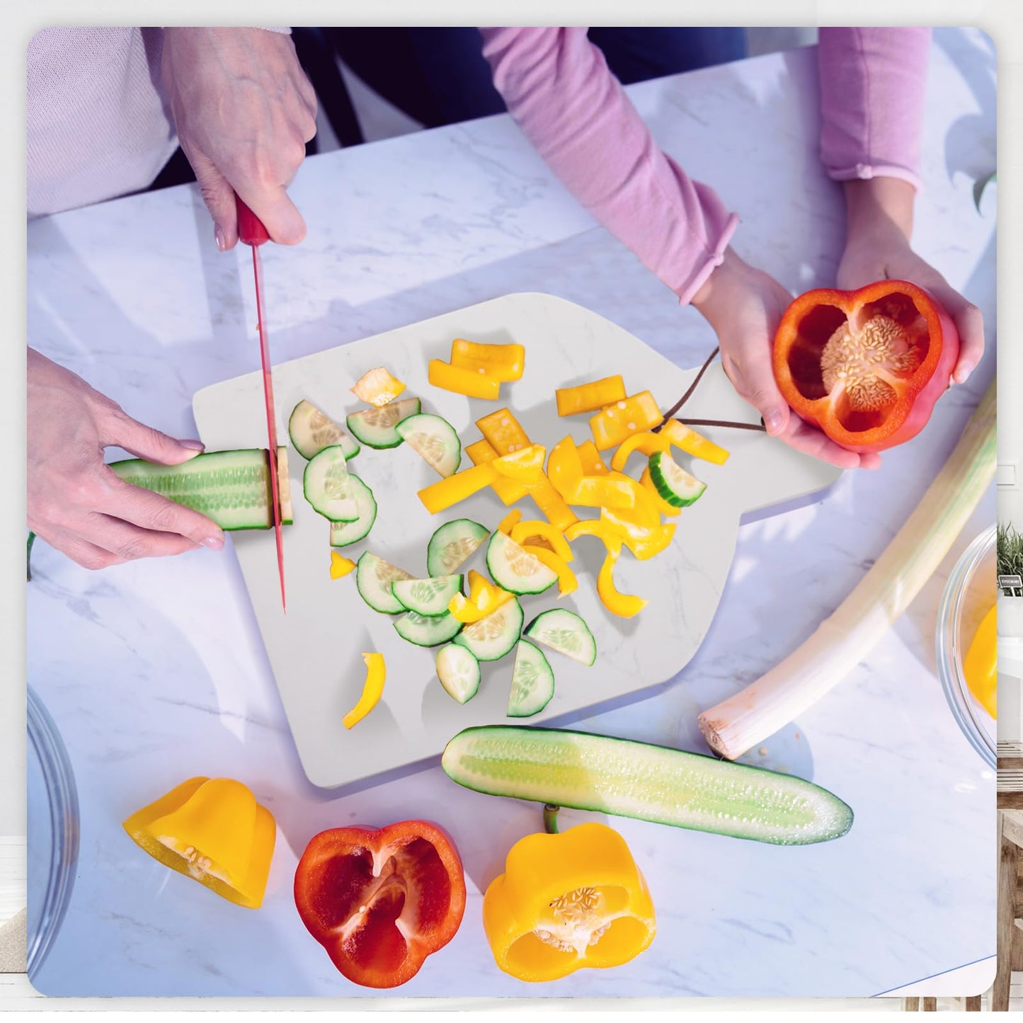 Patelai Marble Cutting Board Set of 3, White Cheese Board Charcuterie Chopping with Knife Fork 12 x 8 x 0.5 in Stone Serving Tray Slab with Handle for Kitchen Pastry Meat Fruit Housewarming Gift