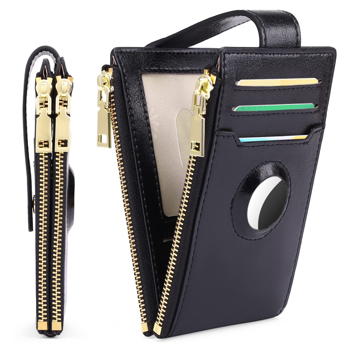 FALAN MULE Air-tag Womens Wallet Genuine Leahter Bifold Credit Card Holder with Built-in Integrated Case