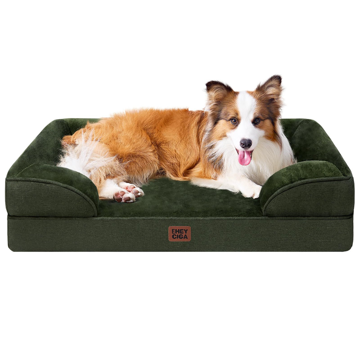 EHEYCIGA Orthopedic Dog Beds for Large Dogs, Waterproof Memory Foam Large Dog Bed with Sides, Non-Slip Bottom and Egg-Crate Foam Pet Couch Bed with Washable Removable Cover, Grey