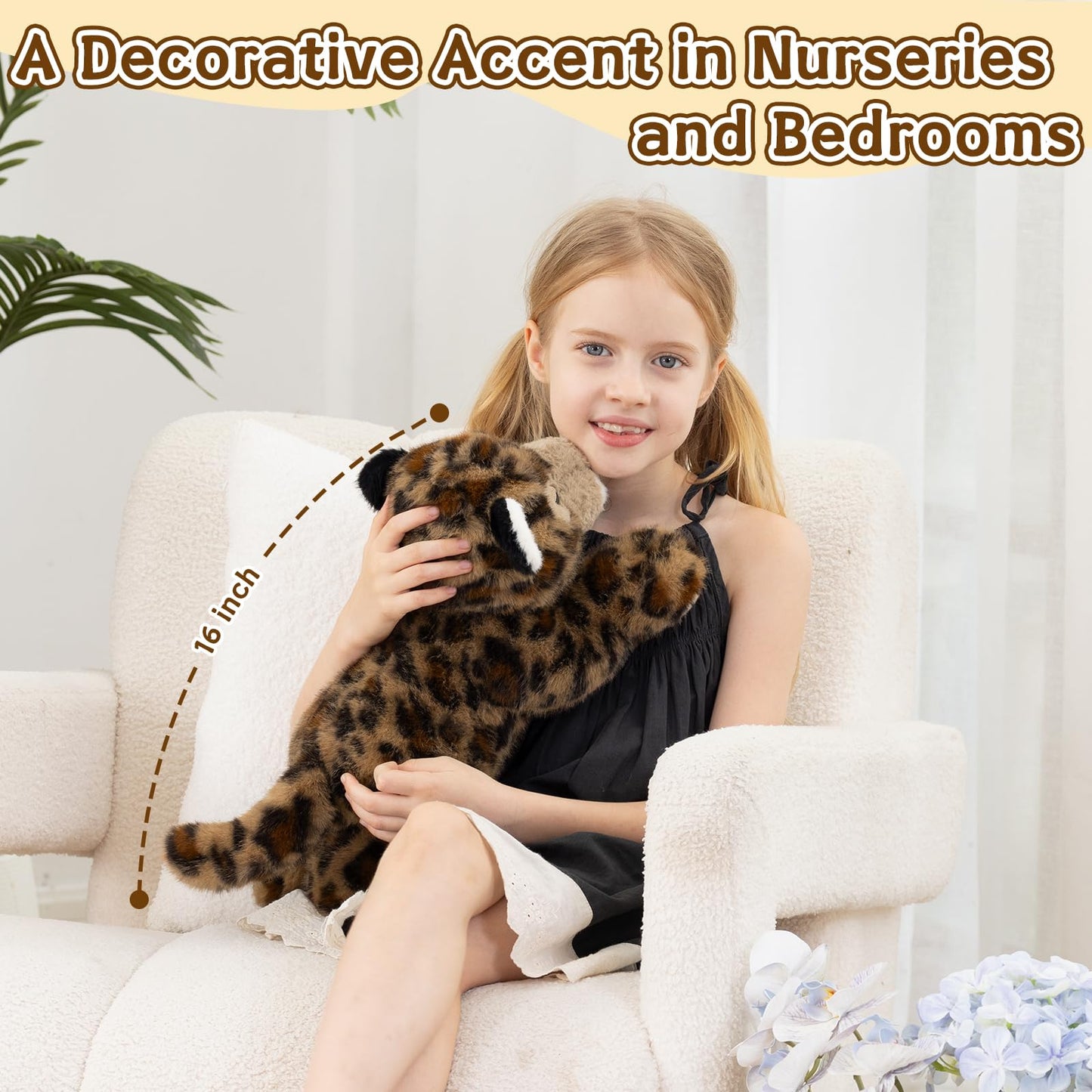 MorisMos 16 Inch Cheetah Stuffed Animal, Soft Cute Cub Plush, Wild Cheetah Animals Fun Gift for Boys, Girls, Kids