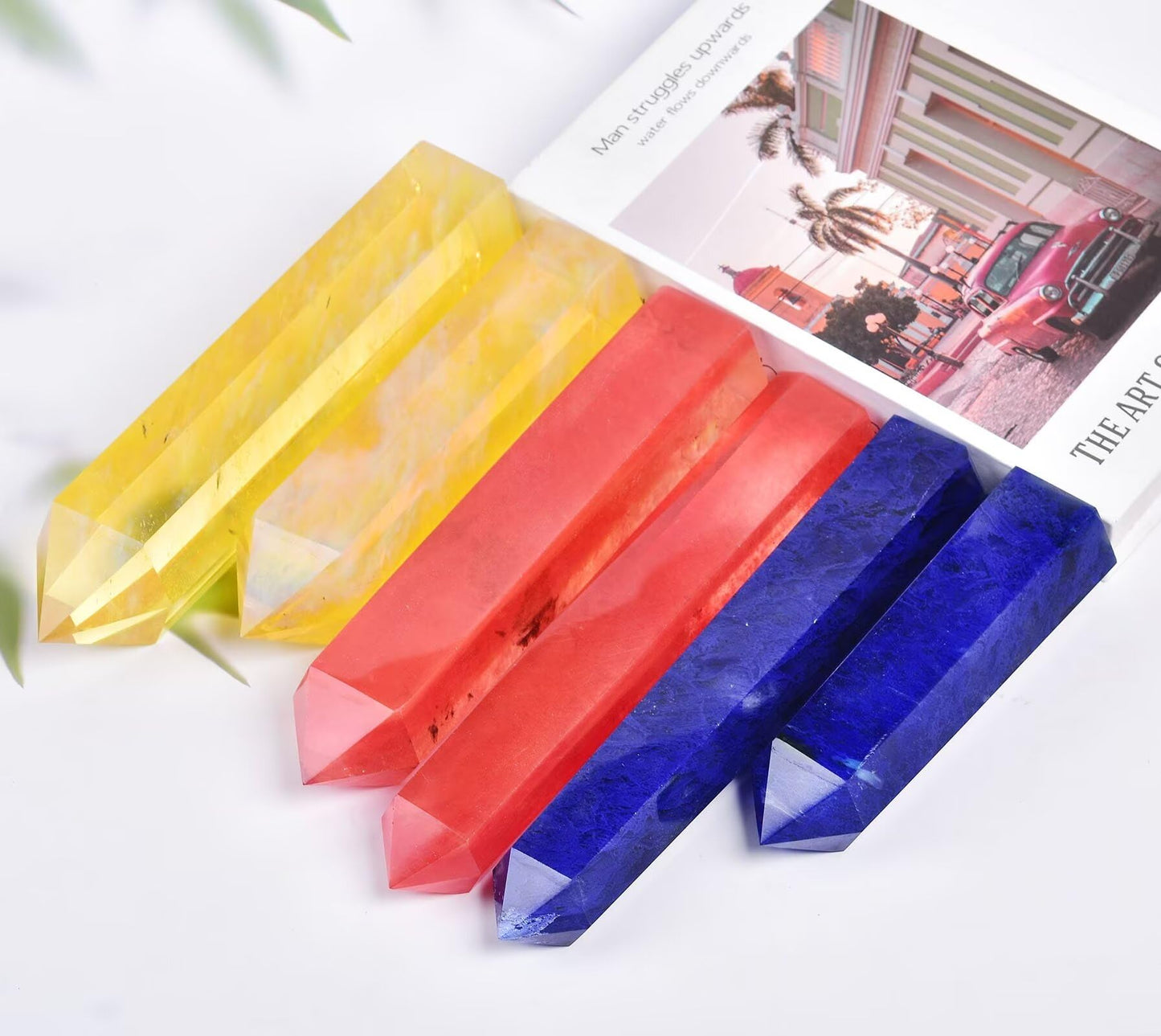 Smelting Blue Quartz Tower Obelisk Artificial Crystal Stone Wand Large Reiki Meditation Gifts 1.7-2.2 LBS