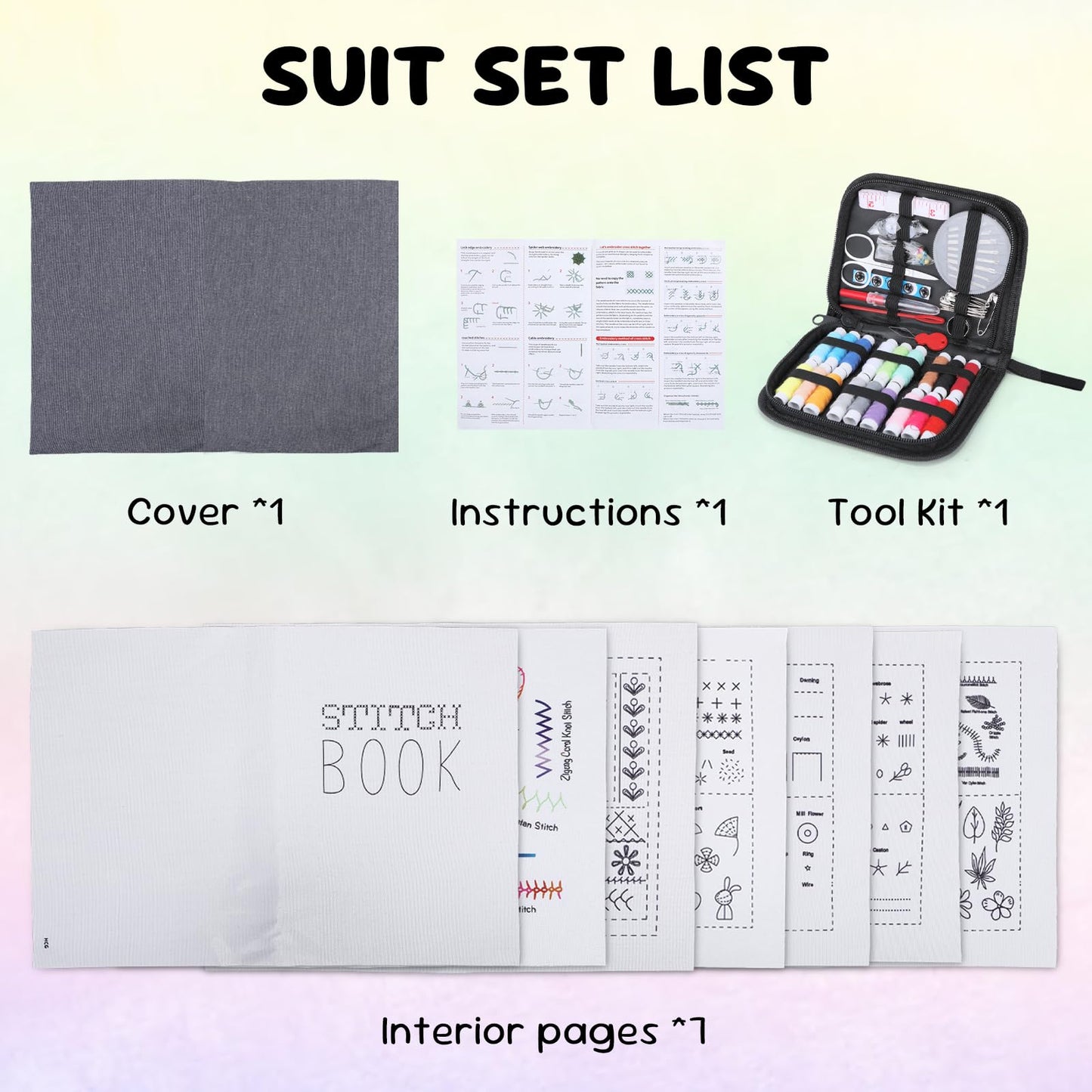 Poeuai 2026 New Embroidery Stitch Book Kit,All-Scenario Embroidery Stitch Book kit, Comes with a Complete Toolkit and Instructional Tutorial, for Beginners and Enthusiast