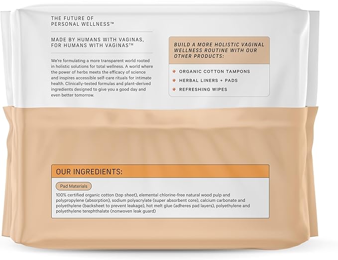 The Honey Pot Company - 64ct - Sanitary Pads for Women - Non-Herbal Heavy Overnight w/Wings - Organic Cotton Cover & Ultra-Absorbent Pulp Core - Feminine Care - FSA & HSA Eligible