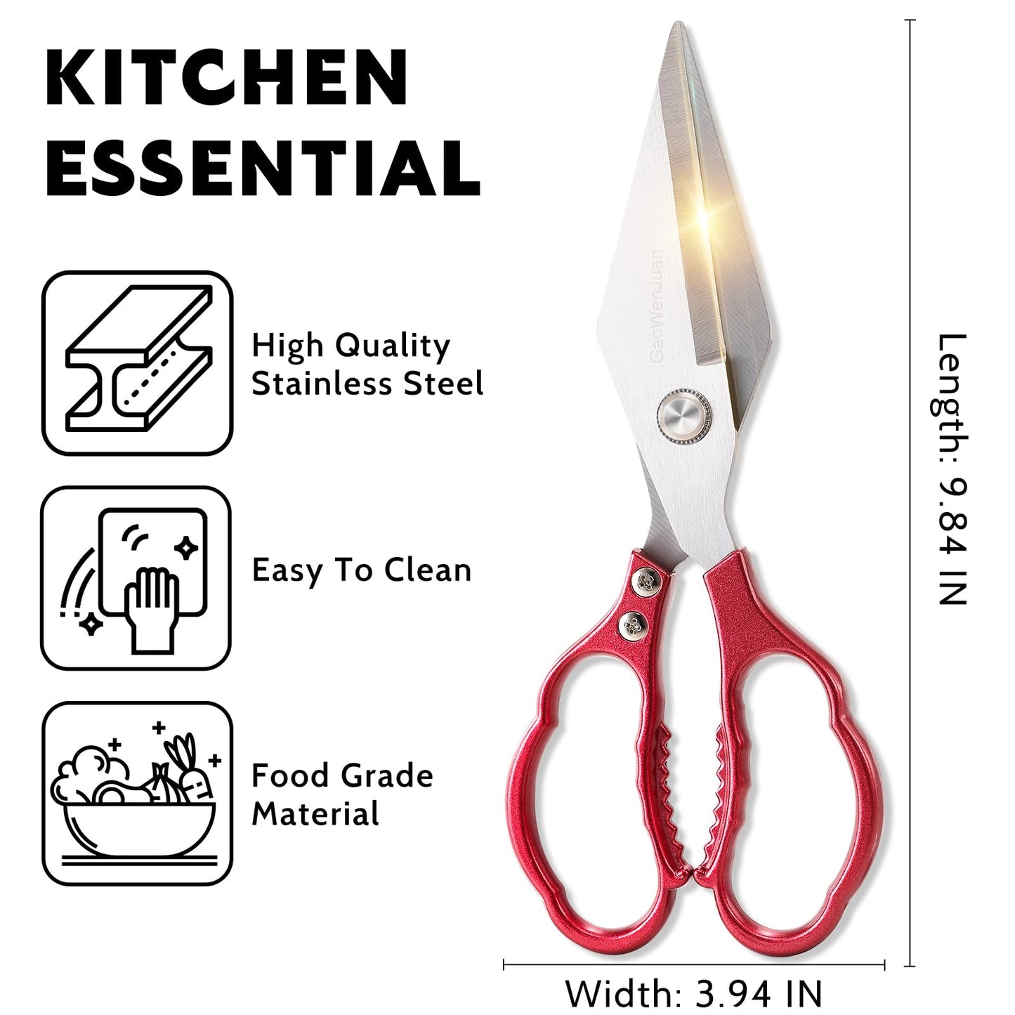 Kitchen Shears & kitchen scissors All Purpose | kitchen gadgets-Heavy Duty Stainless Steel Meat Poultry Food Scissors, Dishwasher Safe for Home and Kitchen Essentials, Utensils, Gadgets, Accessories