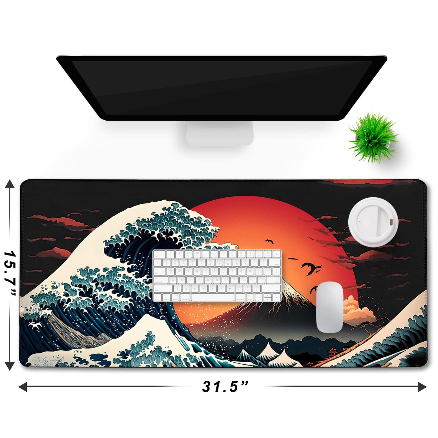 Big Mouse Pad, Upgrade Durable 31.5"x15.7" Larger Extended Mouse Pad for Gamer with Stitched Edges, Waterproof Non-Slip Base Long XXL Large Mousepad for Home Office Gaming Work, Full Moon Pattern