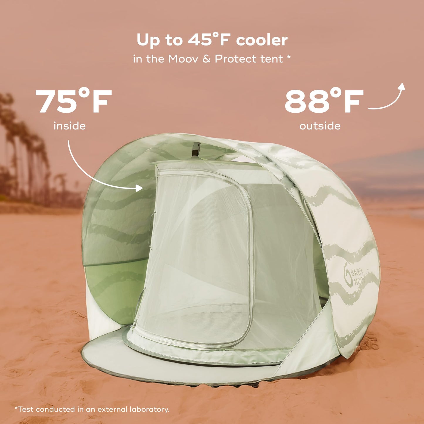 Babymoov Moov & Protect Anti-UV Cooling Beach Tent for Babies with Integrated Mosquito Net, Portable, Green Lagoon (Summer 2025 Edition)