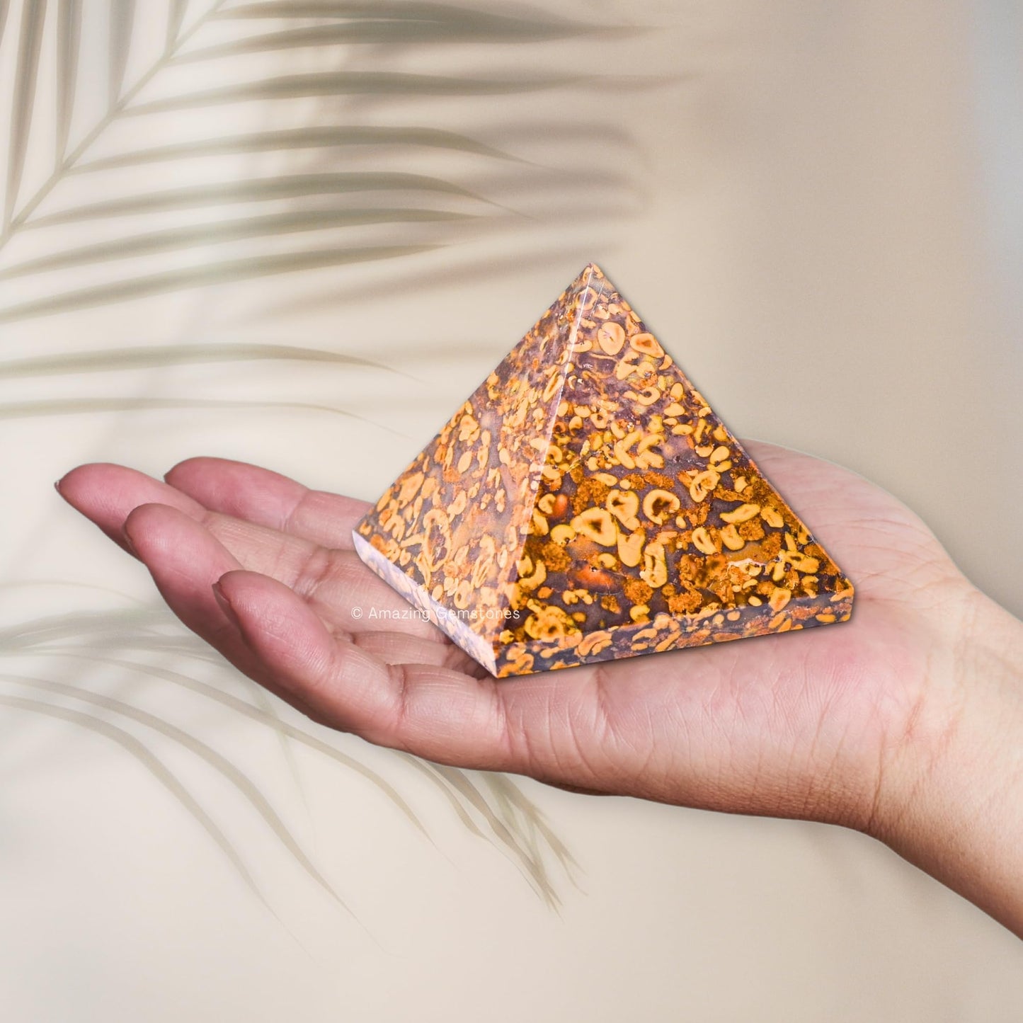 Amazing Gemstone Fruit Jasper Pyramid Crystal Healing Stones - 2" Great Pyramid Figurine of Natural Stone Pyramid for Meditation, Reiki, Chakra Balancing and Crystal Pyramids Grid
