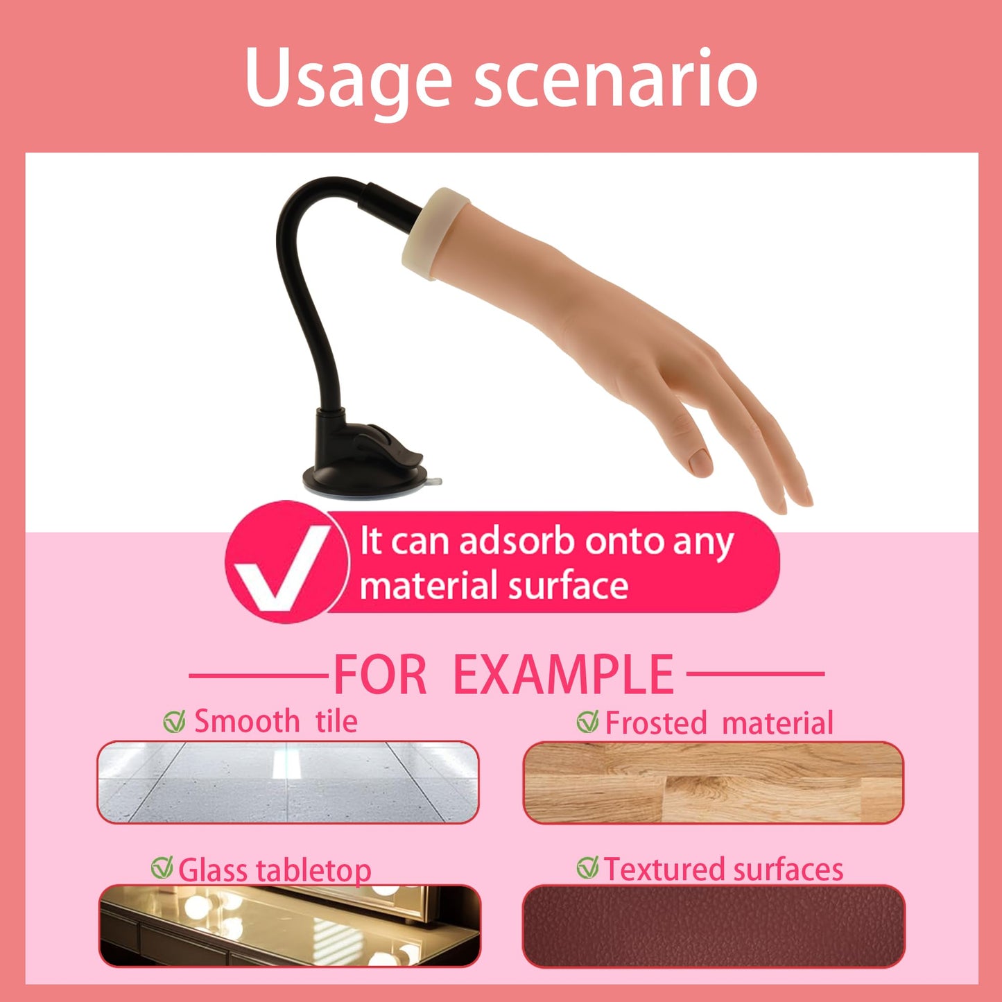 Practice Hand for Acrylic Nails with Stand Bracke,left Practice Hand for Acrylic Nails With Holder, Flexible Bendable Fake Hand Manicure Nail Practice Hand