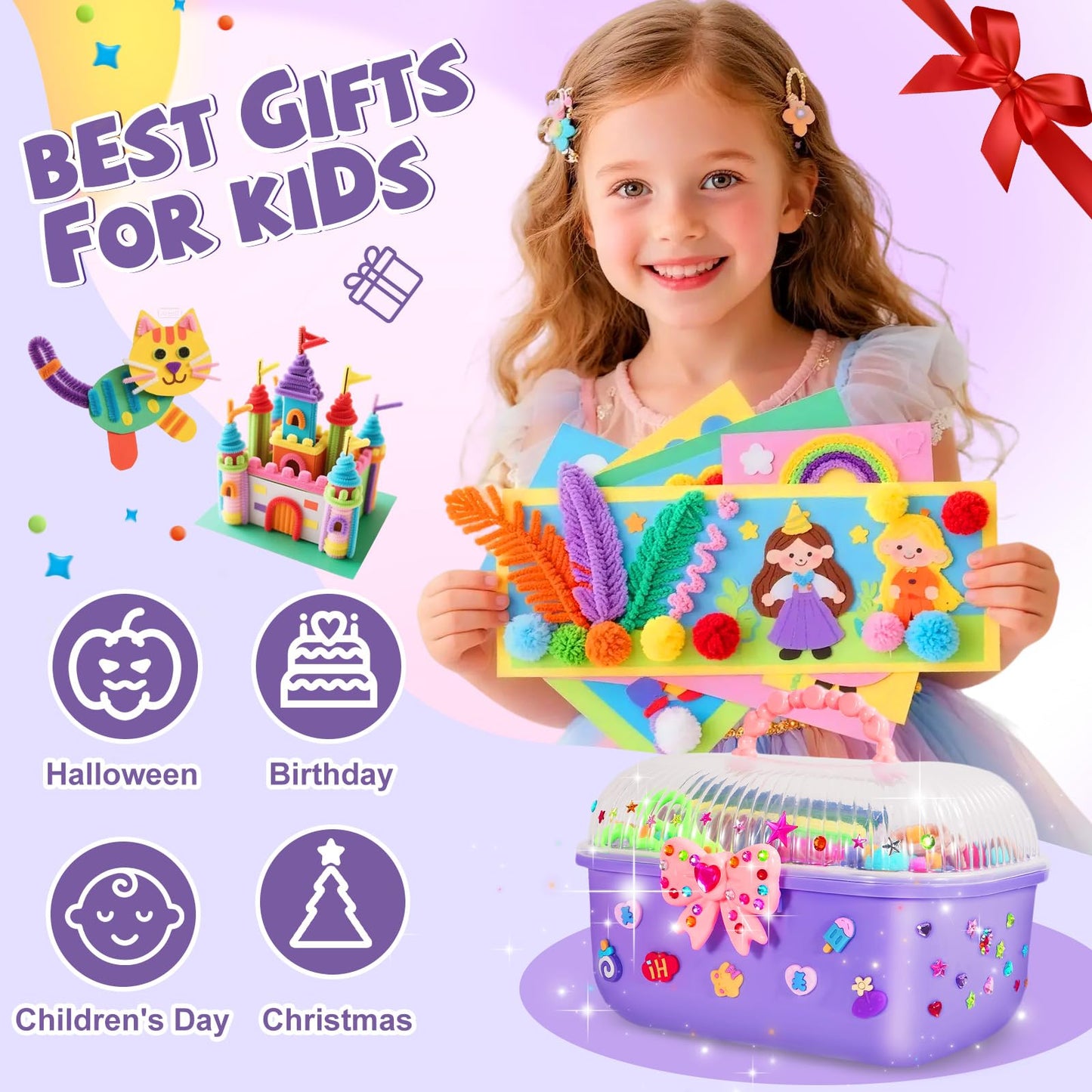 VERYHDSN Arts and Crafts Supplies for Kids-3000+ Pcs DIY Arts & Craft Kit for Boys Girls Ages 4 5 6 7 8 9 10 11 12, 25+Types Craft Materials Bulk, Larage Craft Box Set, Fun&Creative Gift