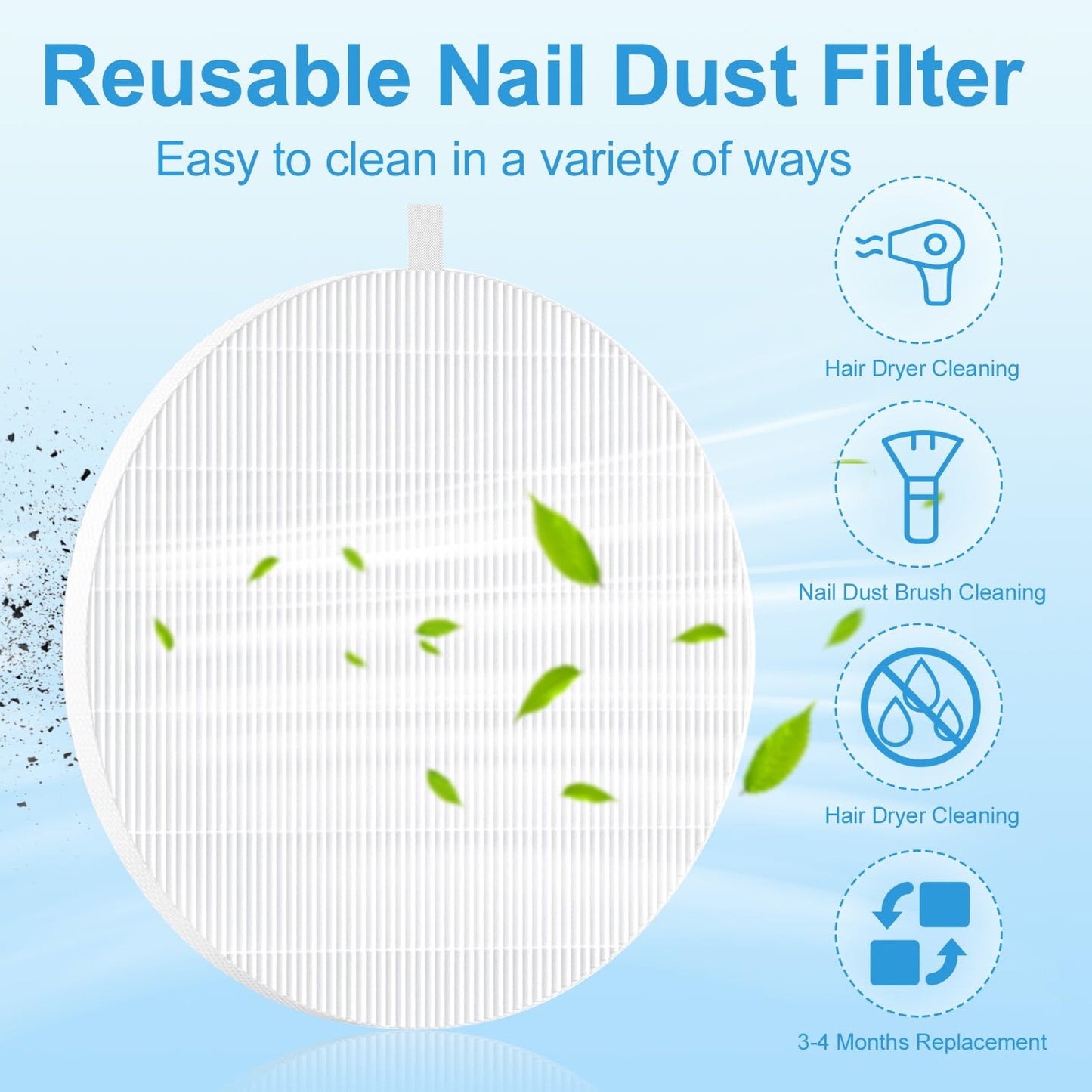 4-Pack Nail Dust Collector Replacement Filters with 100 Sheets Pink Filter Paper with Cleaning Brush- Home & Salon Use