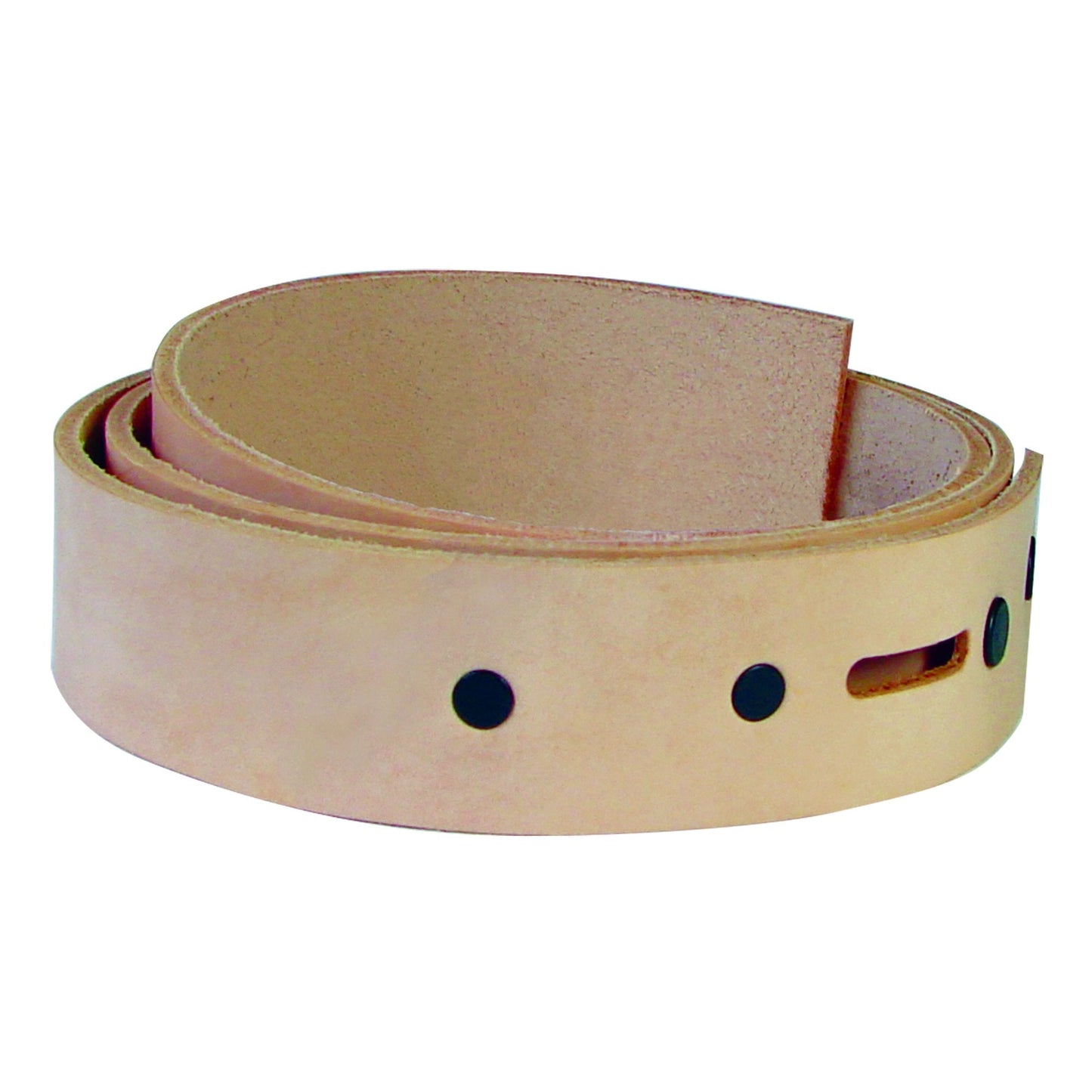 Realeather BS150-00 Tooling Belt Strips, Blank Leather Strap with Pre Cut Buckle Slots, 1.5" W X 42" L, Natural, 1-Piece