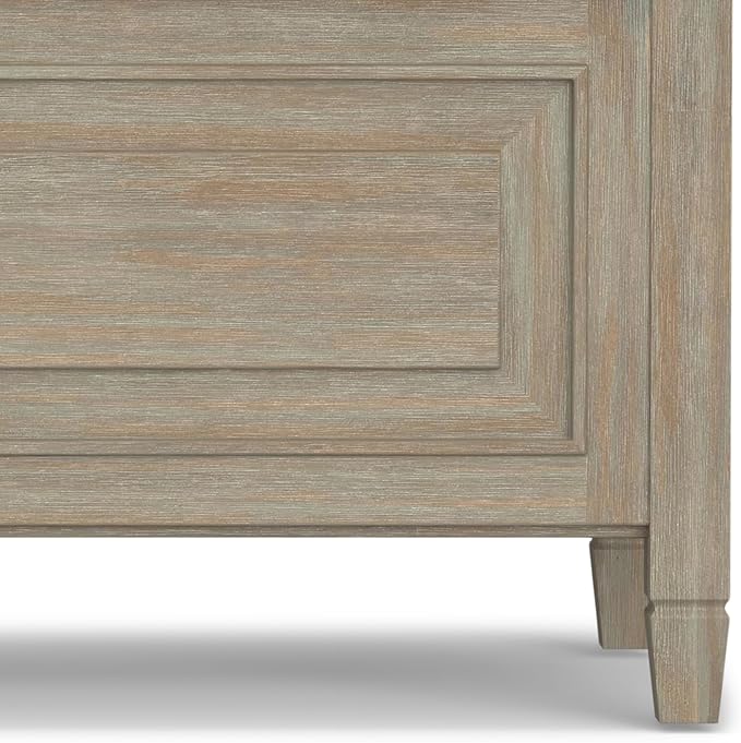SIMPLIHOME Connaught SOLID WOOD 42 inch Wide Traditional Entryway Storage Bench in Distressed Grey for the Living Room, Entryway and Family Room