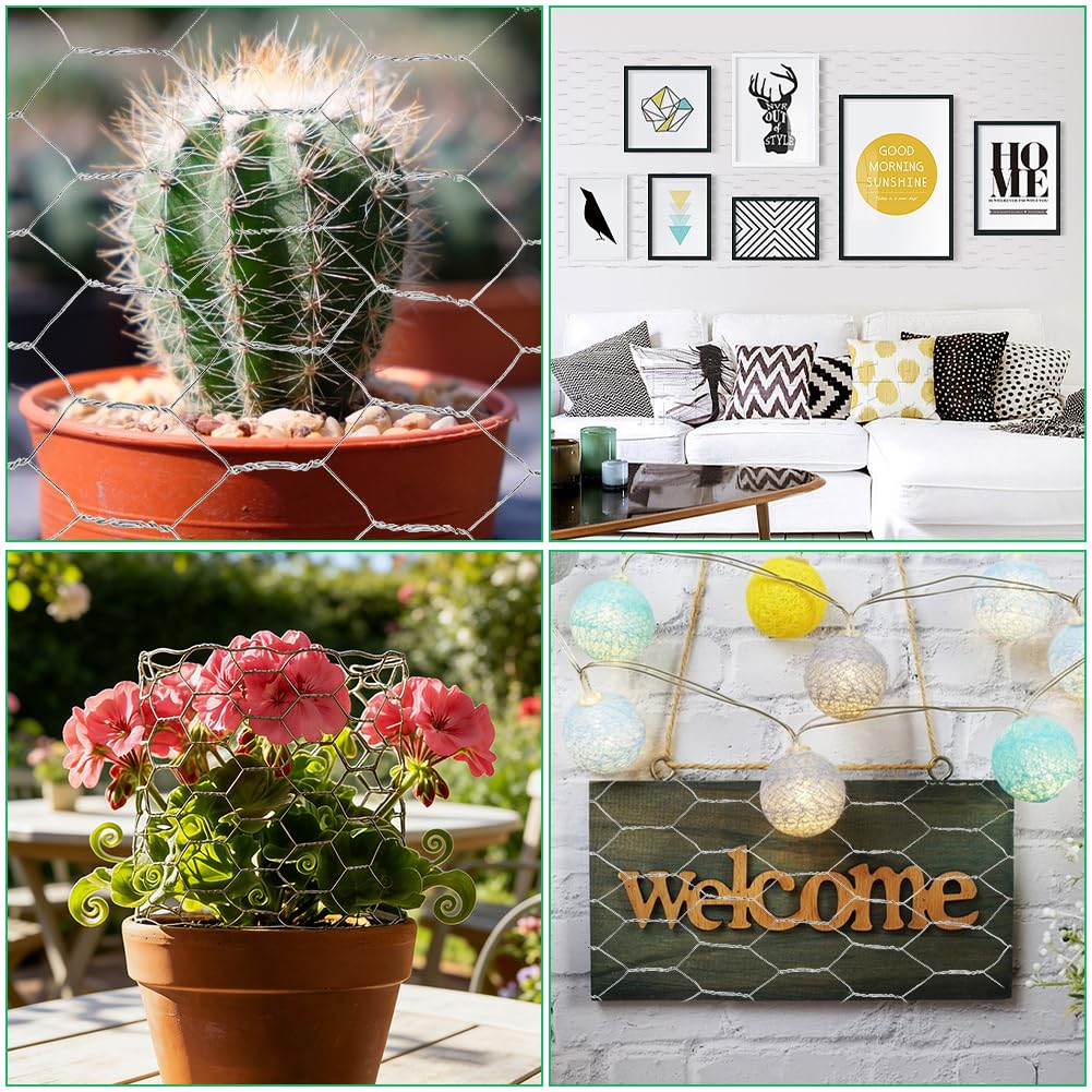 Floral Chicken Wire for Craft, 4 x 118 Inch Galvanized Iron Garden Fence Barrier Chicken Wire Netting, Galvanized Hardware Netting for Protect Plant, Preventing Snakes, Foxes