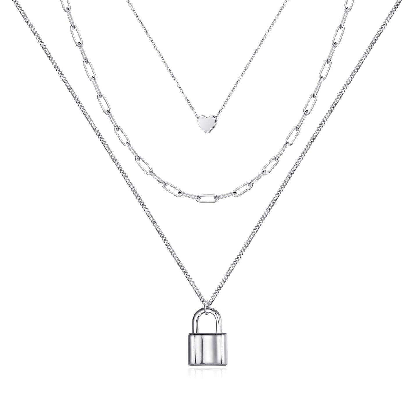 Turandoss Silver Necklace for Women - Dainty Heart Pendant Choker - Delicate Handmade Plated Silver Necklace