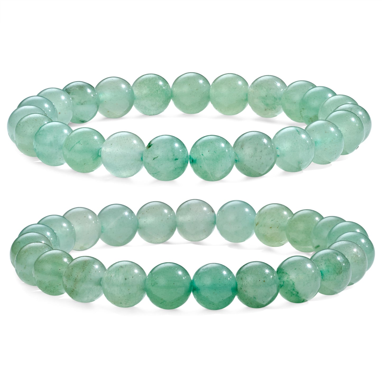Bivei Natural Gemstone Semi Precious Healing Crystals Handmade Stretchy Round Beads Bracelet, Enhance Positive Energy,Stocking Stuffers for Women(Green Aventurine (Growth)(Large))