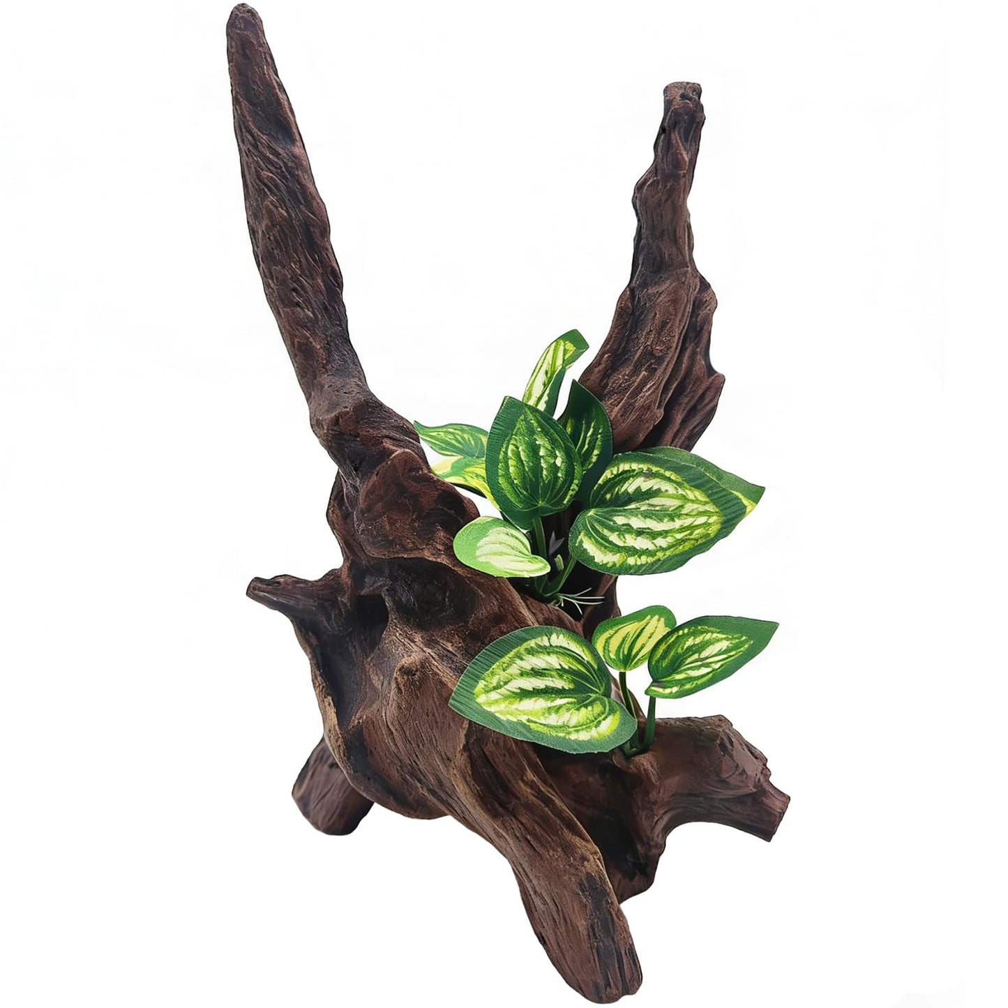 PEUILST Resin Simulation Driftwood Aquarium Decor, Fish Tank Landscape Ornament Hideout for Betta Goldfish Amphibians Reptiles Rest Play Accessories