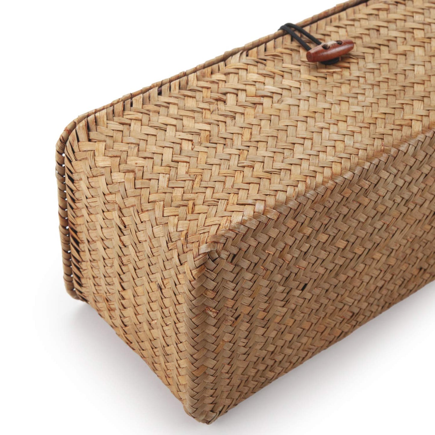 DECRAFTS Seagrass Storage Basket with Lid Rectangular Small Woven Shelf Baskets with Sections for Organize Snack Toys Tampon