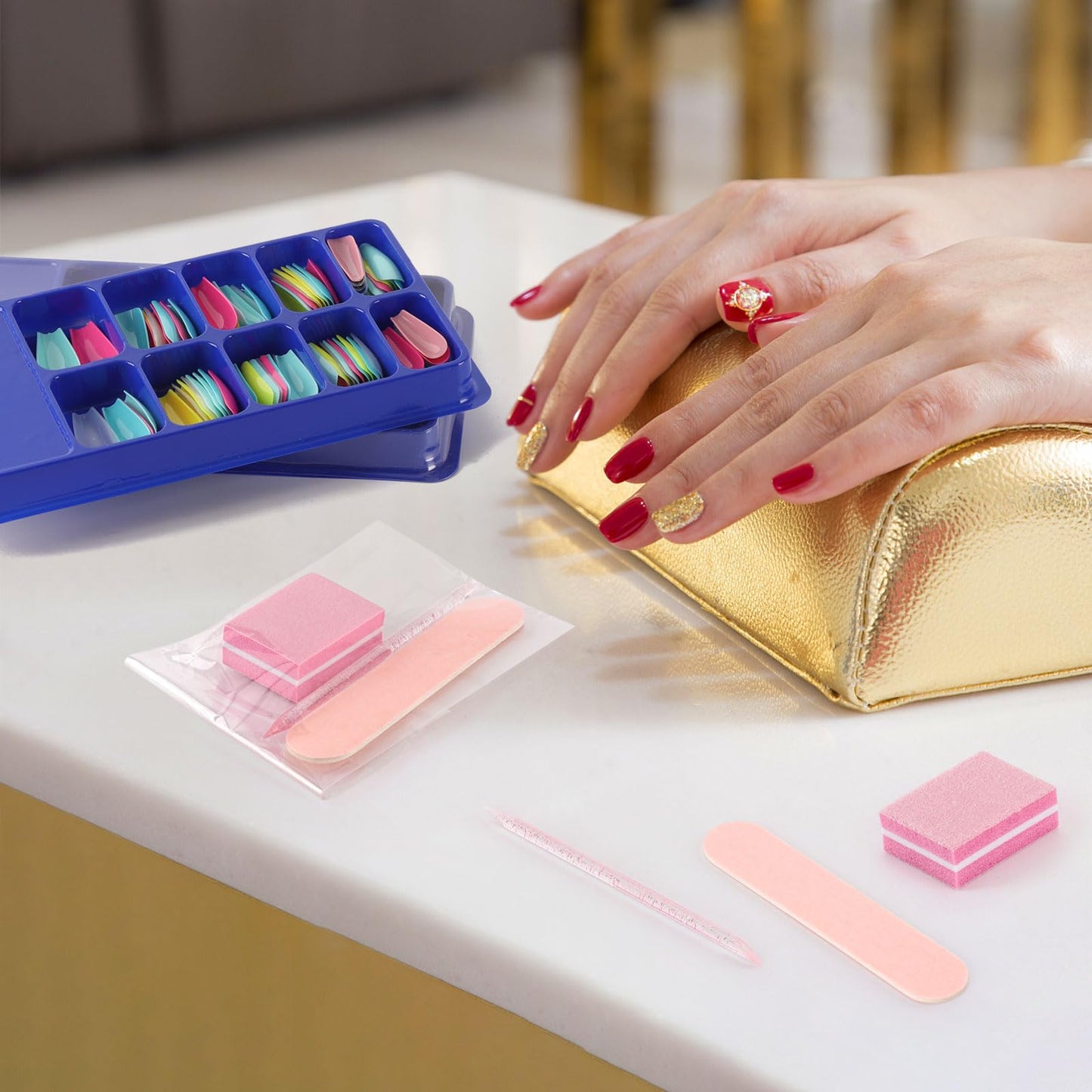 48 Sets Disposable Manicure Kit, Individually Package Nail Kit,Manicure Set with Mini Nail File,Mini Nail Buffer,Nail Stick for Salon Home