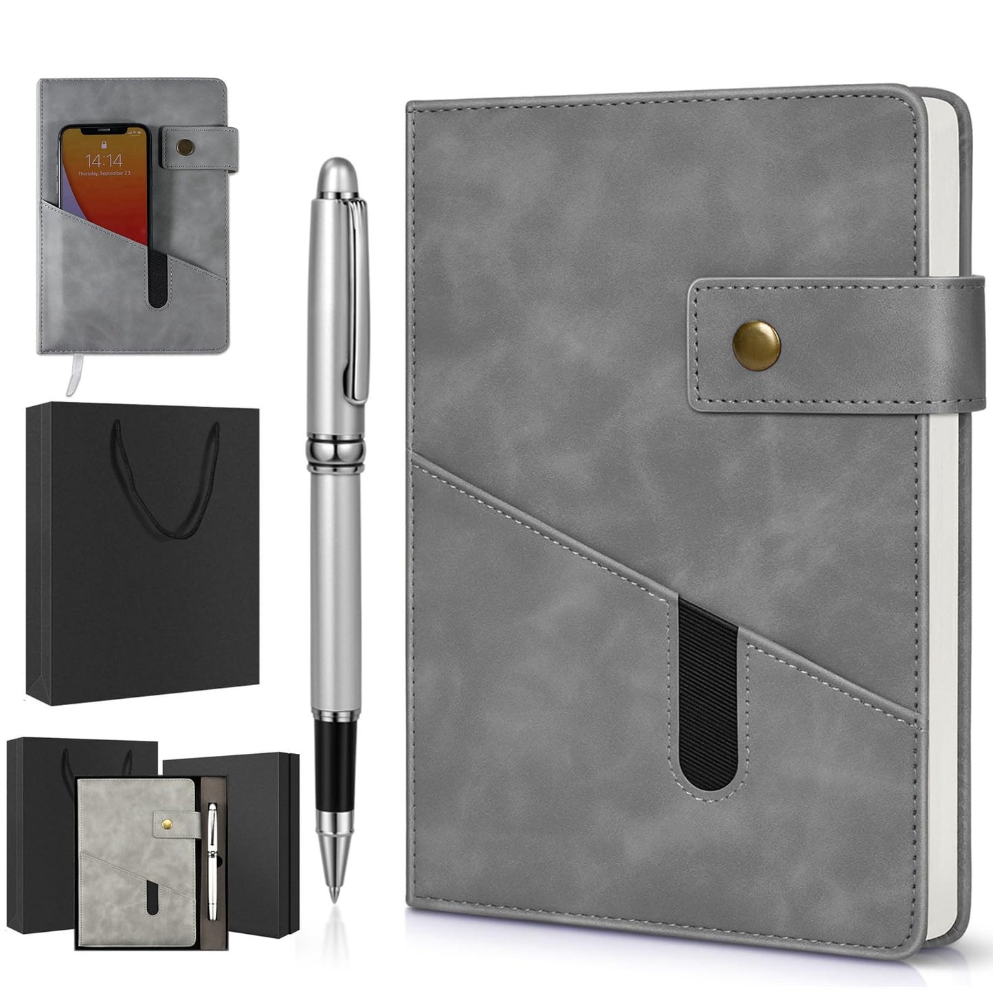 vfaejll A5 Lined Leather Journal Notebook,Hardcover Journal Set with Pen and Gift Box,100Pages 100gsm Thick Ruled Paper Daily Diary for Men Women School,Travel,Business,Work,Writing 5.9" X 8.4"