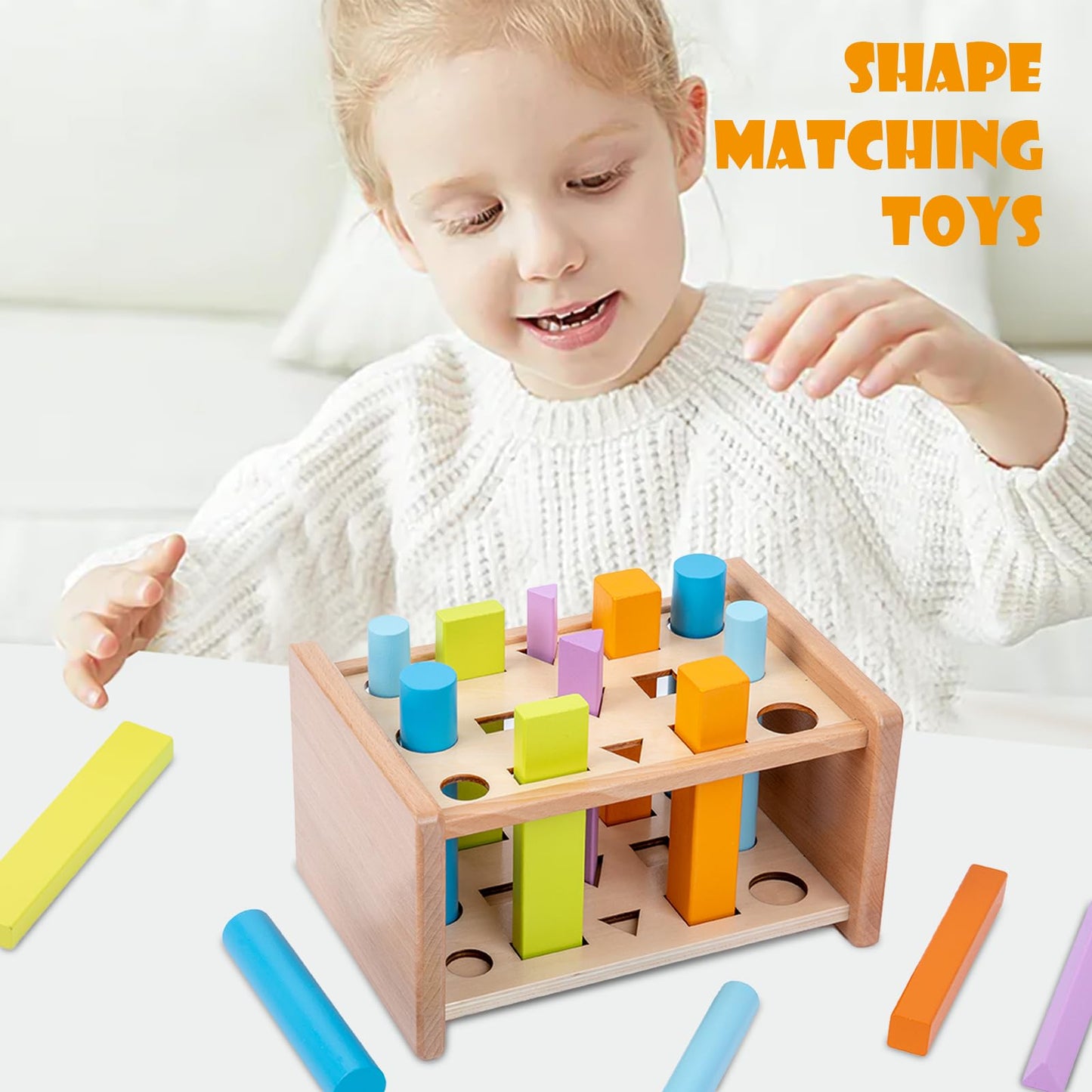 Montessori Shape Matching Toys - Wooden Shape Sorting Toys for 1-3 Years Old Children - Educational Toy for Preschoolers