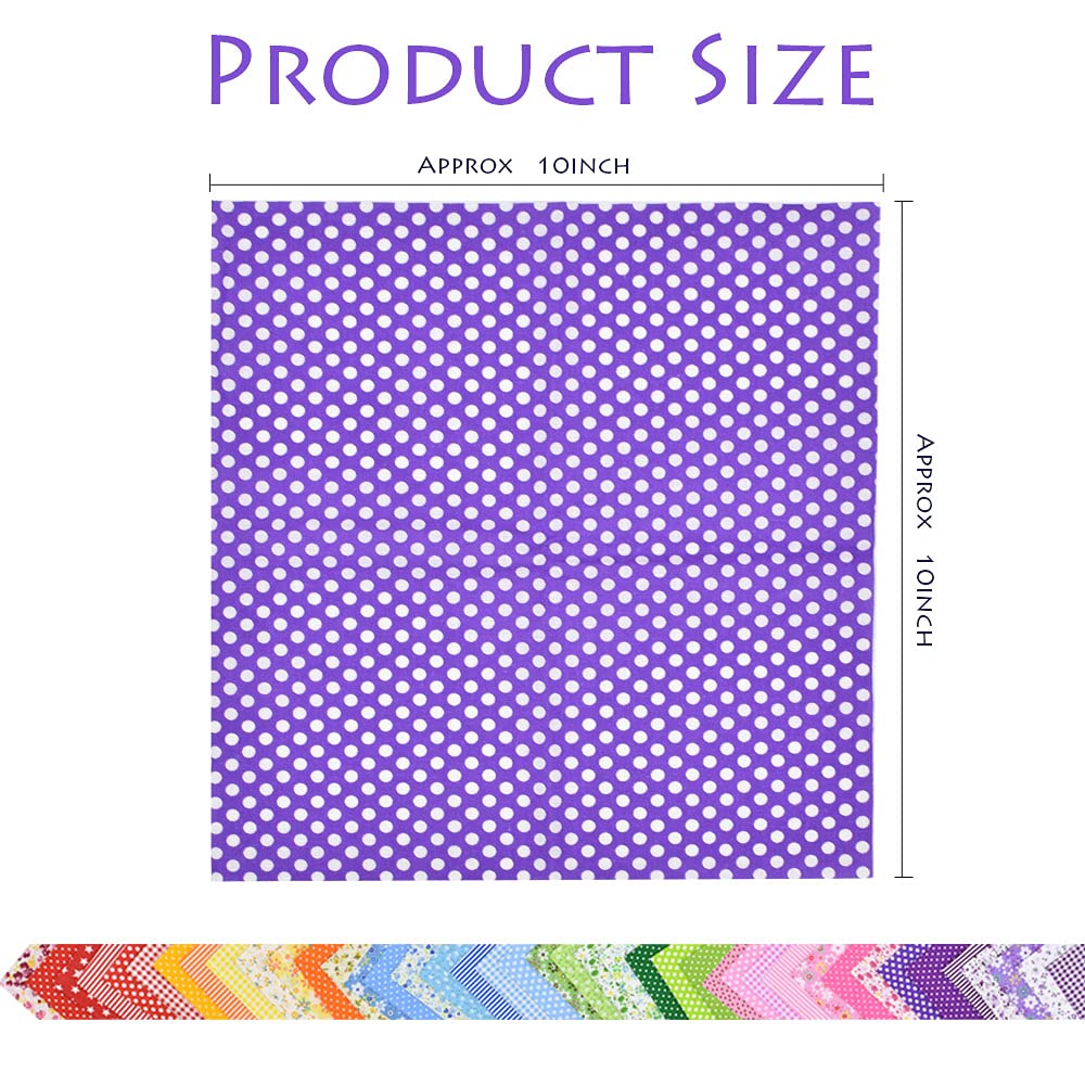 42Pcs 10"x10" Quilting Cotton Fabric Squares Sheets Pre-Cut Multi-Color Design Printed Floral Craft Fabric for DIY Sewing Scrapbooking Quilting Craft Patchwork (Red/Pink/Yellow/Green/Blue/Purple)