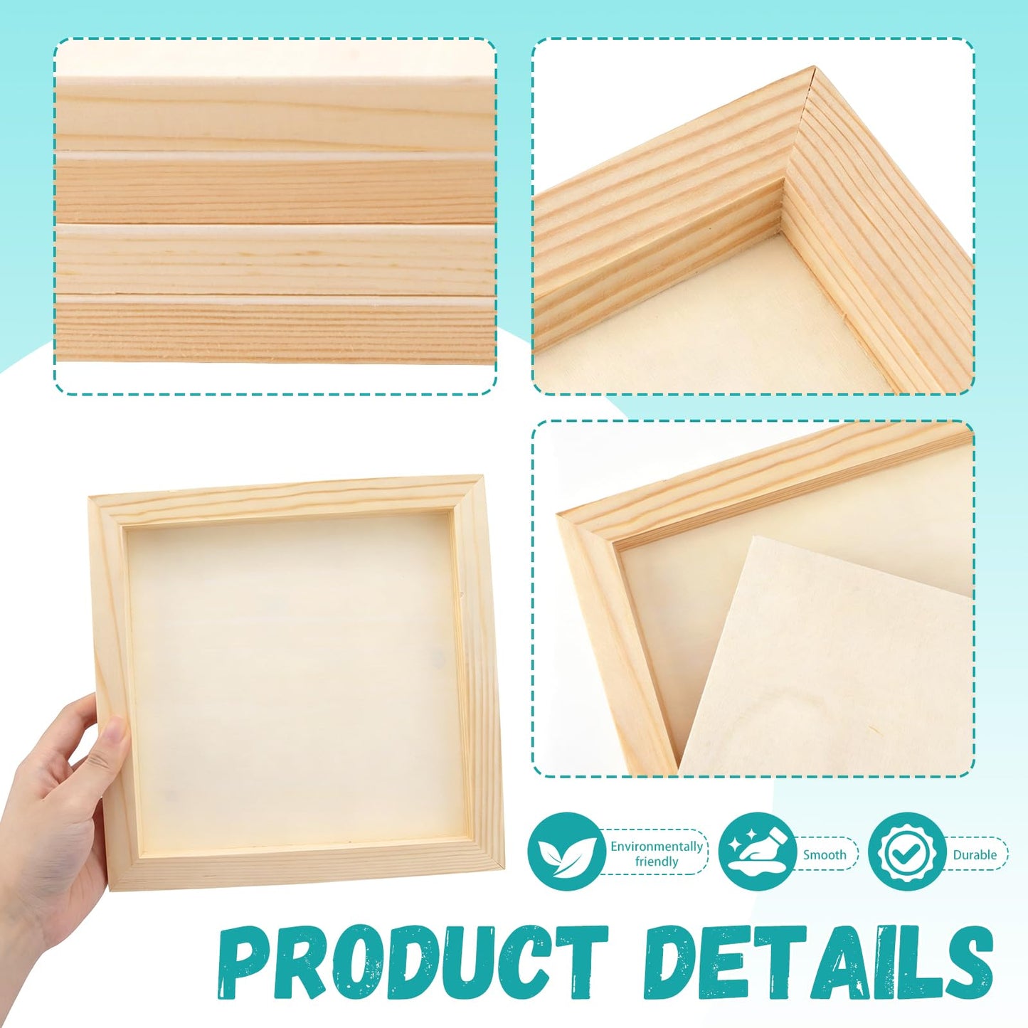 Owevvin 6 Pack 8 x 8 Inch Wood Panel Boards, Unfinished Wooden Canvas Panels Boards for Painting, Drawing, Canvas. DIY Crafts Projects, Arts Use with Oils, Acrylics