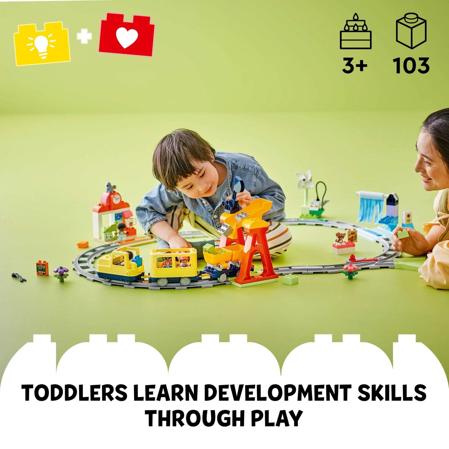 LEGO DUPLO Town Big Interactive Community Train Set - Learning Toddler Train Toy Playset for Boys and Girls, Ages 3+ - Gift Idea for Birthdays and Holidays - 10428