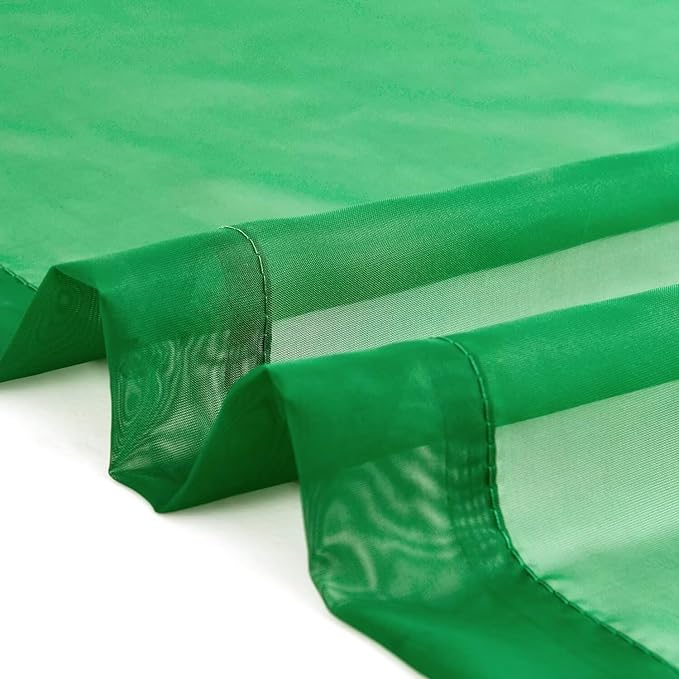 SpaceDresser Basic Rod Pocket Sheer Voile Window Curtain Panels Green 1 Pair 2 Panels 52 Width 36 Inch Long for Kitchen Bedroom Children Living Room Yard（Green, 52W x 36L）