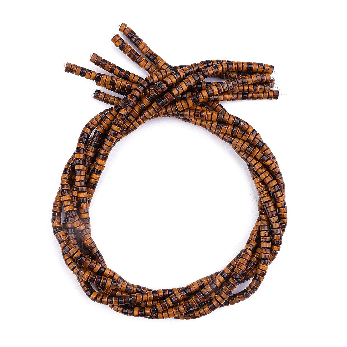 BEADIA Natural Yellow Tiger Eye Spacer Beads Caps Loose Semi Gemstone for Beading Jewelry Making 4mmx2mm 38cm