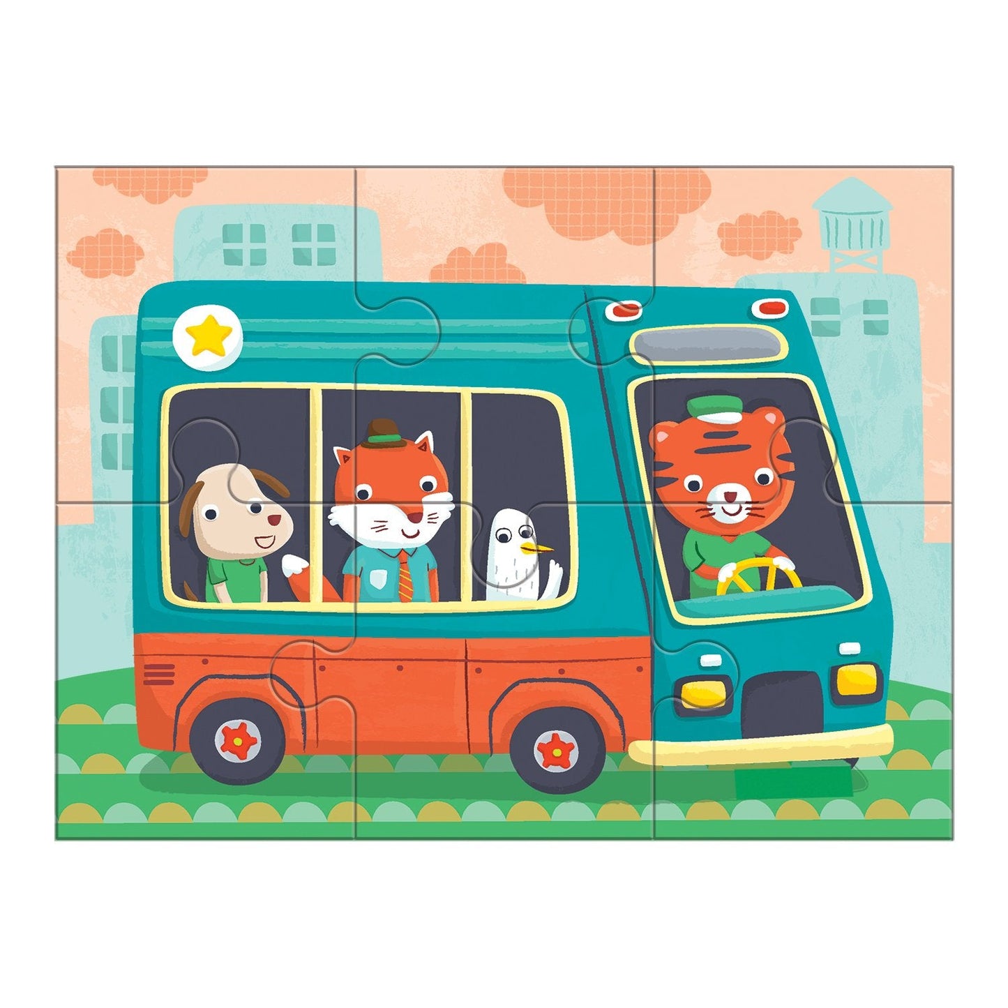 Mudpuppy Transportation 4-in-A-Box Puzzle Set, 12