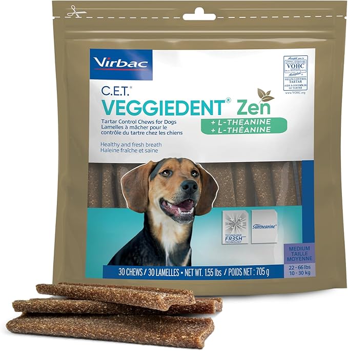 Virbac C.E.T. VEGGIEDENT Zen Tartar Control Chews for Dogs - Medium