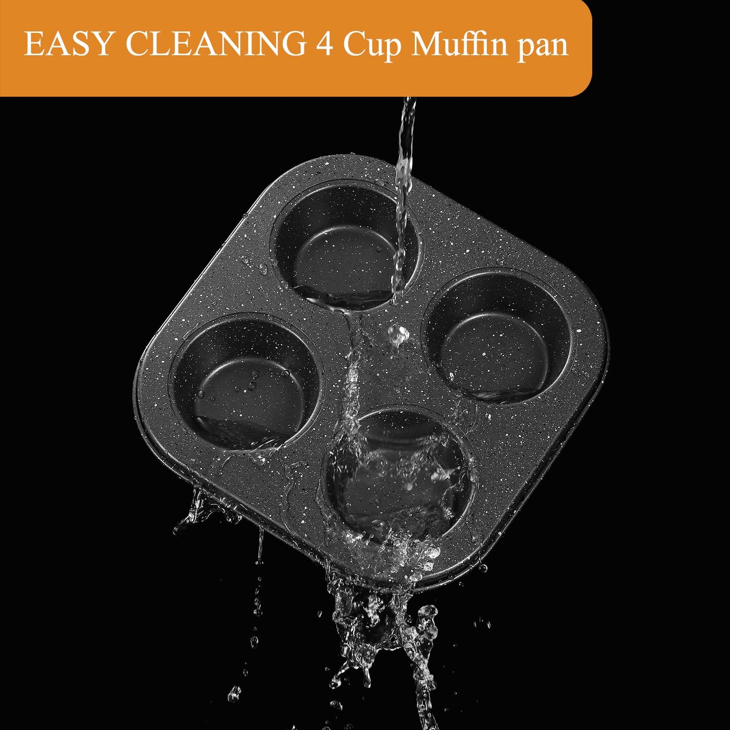 Walooza 4 Cup Muffin Pan 2 Pack, Nonstick Mini Muffin Tin for Air Fryer, 1.18In Deep Cupcake Baking Pan for Frittatas, Tarts, Brownies