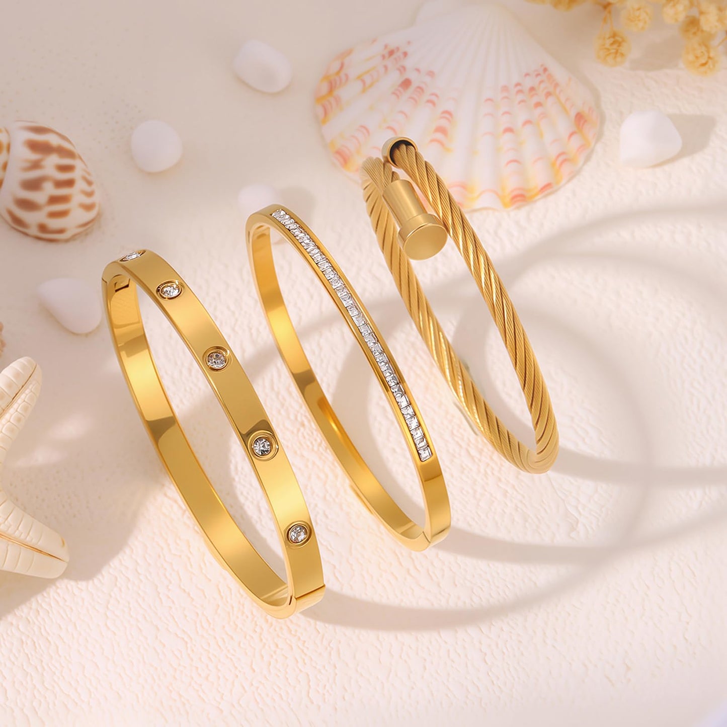 Camhanno Bracelets for Women - Stackable Bangles with Friendship & Love Theme - Stainless Steel Jewelry, Ideal Birthday Gift (Style 1)
