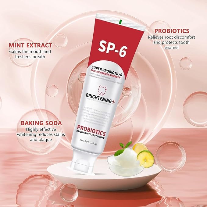 Sp-6 Probiotic,WhiteningToothpaste,ContainingProbiotic Whitening Fluorine-Free, Refreshing Mint Flavor, Whitening Toothpaste (3PC)