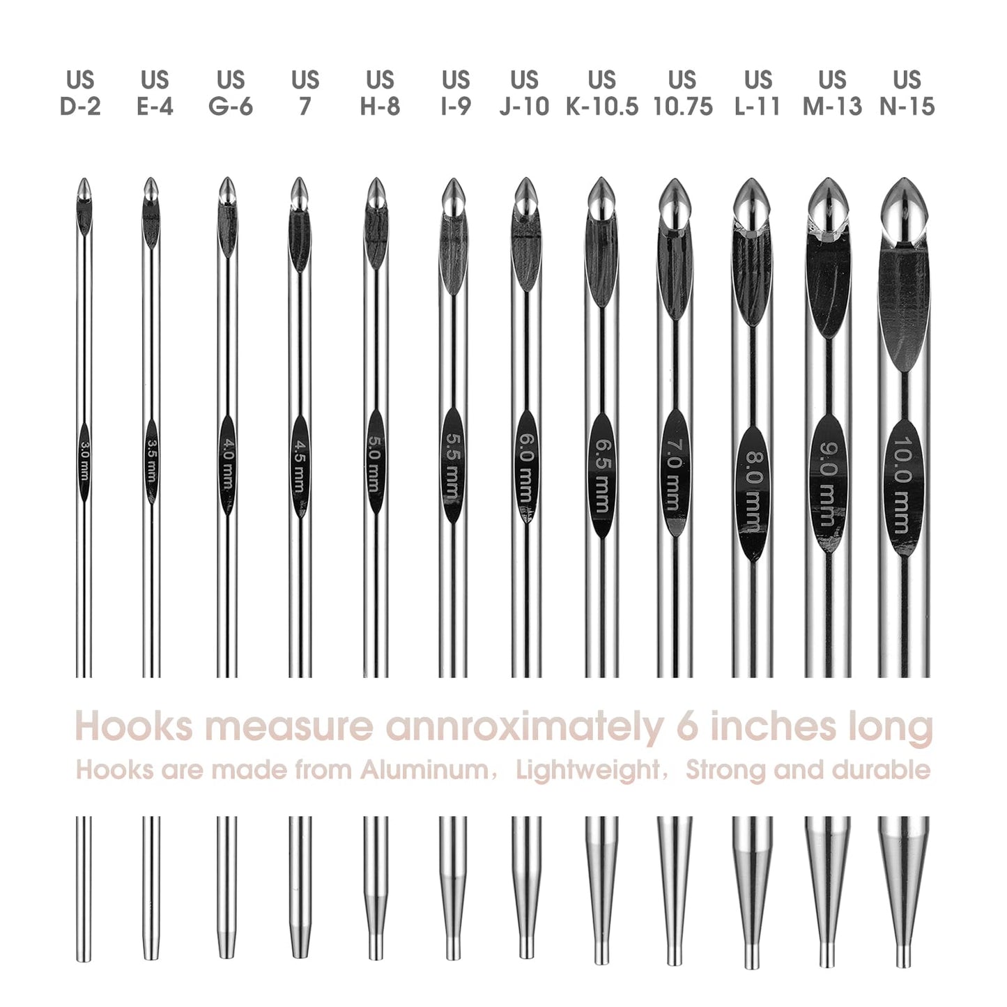 Tunisian Crochet Hooks Set Aluminum Metal Interchangeable Crochet Hook with Cable 3mm-10mm Ergonomic Crochet Hooks for Arthritic Hands 26Pic (Pink)