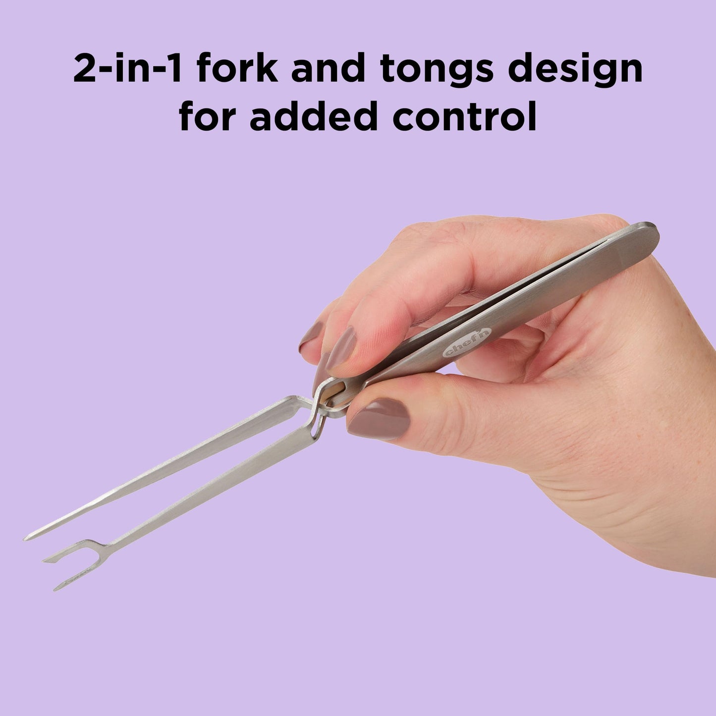 Chef’n FridgeFork Pro Squeeze n’ Hold Condiment Fork – 2-in-1 Fork and Tongs with Integrated Storage Caddy – Mess-Free Tool for Pickles, Olives, and More – Ideal for Charcuterie and Snacking