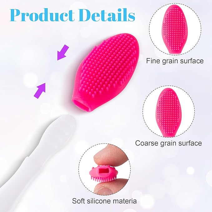 5pcs Lip Scrub Brush, Silicone Lip Exfoliator Brushes Scrubber Tool, Double-Sided Lip Cleaning Exfoliating Remove Dead Skin Tool for Men Women Dark Lips- Pink & Yellow & Blue & Purple & Red