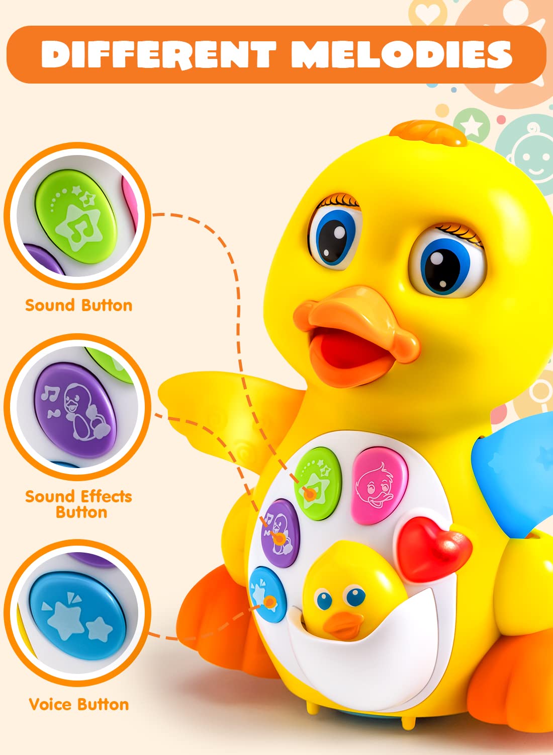 JOYIN Baby Toys Duck with 12 Pcs Bath Books, Infant Musical Toys 6+ Months, Nontoxic Fabric Soft Crinkly Cloth Books