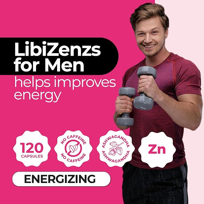 ZENZSUAL LibiZenzs Men - Natural Dietary Supplement Blend with Ginseng, Maca Root, Ashwagandha - Increases Testosterone Levels - Gluten Free (120 Capsules)