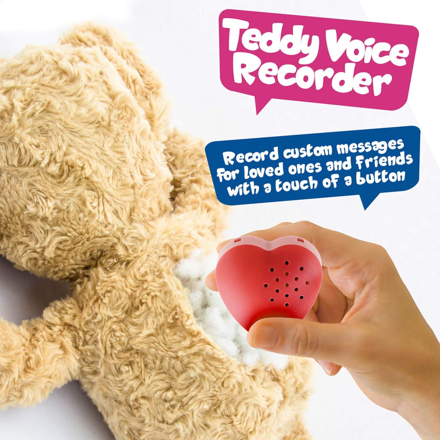 Inventiv 2 Pack, 30 Second Voice Sound Recorder Module for Plush Toy, Stuffed Teddy Bear Animal Recordable Heart, Record Custom Messages (Red)