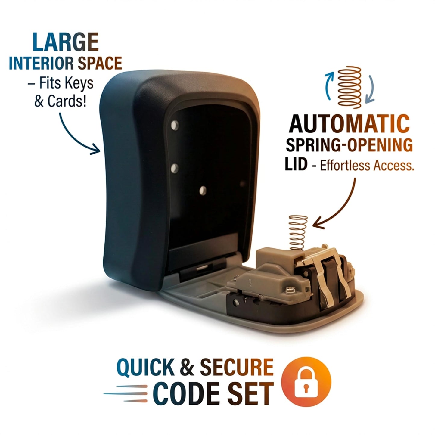 Good Lock Portable Key Storage Box - Lightweight & Durable Plastic Combination Lockbox - 4-Digit Code Security Lockbox for House Keys, Realtors, Airbnb & Contractors - Gray/Black (1)