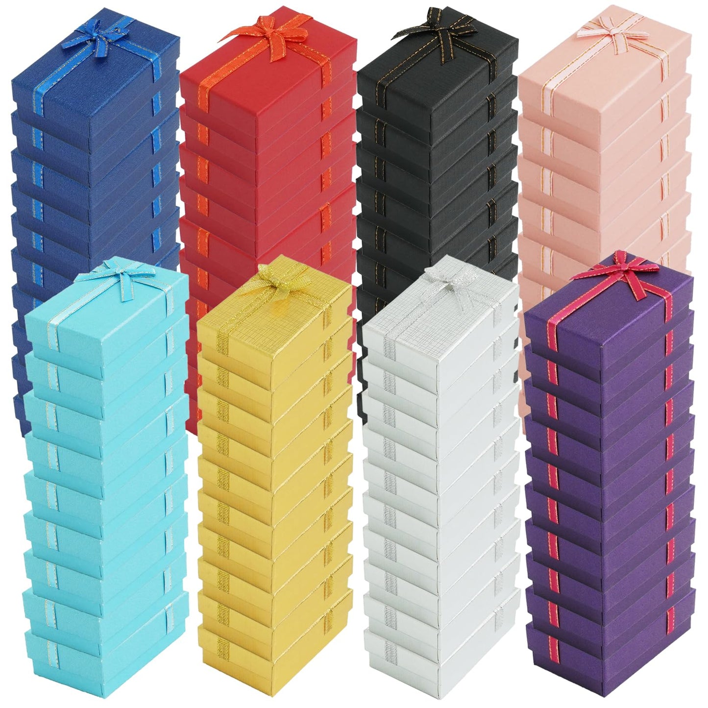 PEDOBALI 80 Pcs Jewelry Gift Boxes Set with Lids 3.1 x 2 x 1.1 Inches Small Jewelry Gift Boxes 8 Colors Bracelet Necklaces Case Earrings Cardboard Case for Weddings Anniversaries