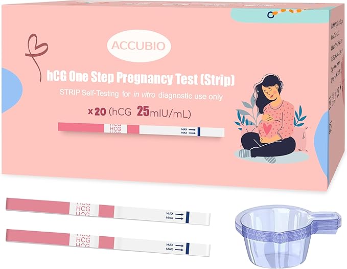 Pregnancy Test Strips with Urine Cups, hCG Detection Home Pregnancy Test, Sensitive & Over 99% Accurate, 20 Count Individually Wrapped, Rapid Prenancy Tests Kit 5mm Wider 25mIU/mL