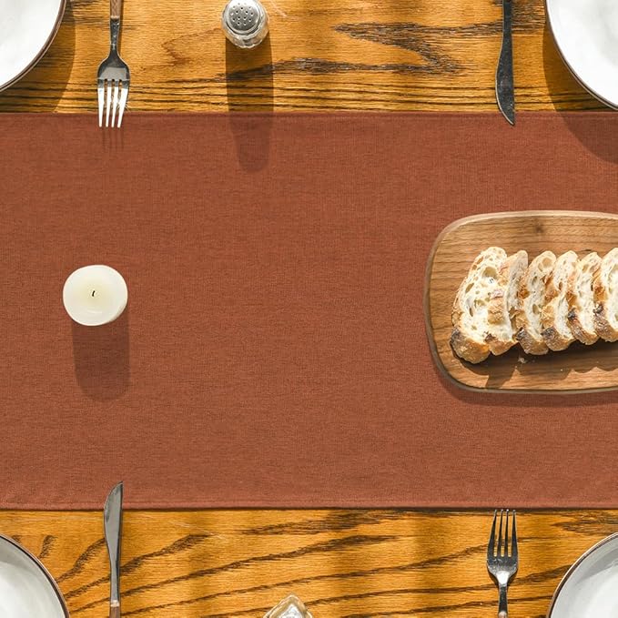 Artoid Mode Rusty Orange Table Runner, Seasonal Fall Thanksgiving Washable Kitchen Dining Table Decoration for Home Party Decor 13x108 Inch