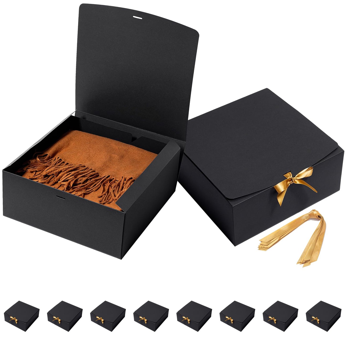 Mcfleet Black Gift Boxes with Lids 12x12x5 Inches 10 Pack Groomsmen Proposal Boxes Cardboard Gift Box for Presents, Craft Boxes for Christmas, Wedding, Graduation, Holiday, Birthday Gift Packaging