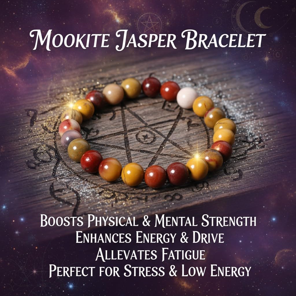 The Vida Handmade AAA+ Quality Crystal Stretch Elastic Bracelet - Nature Gemstone - Jewelry Gift - Holiday Gift - For Women & Men (Mookaite Jasper)