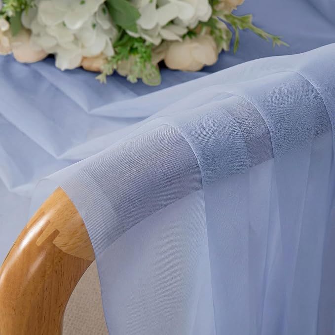 Simplebrand Denim Sheer Curtains 84 Inches Long, Light Filtering Rod Pocket Solid Color Window Sheer Curtain Panels, Elegant Curtains & Drapes for Living Room, Bedroom 2 Panels (Denim, 42" W x 84" L)