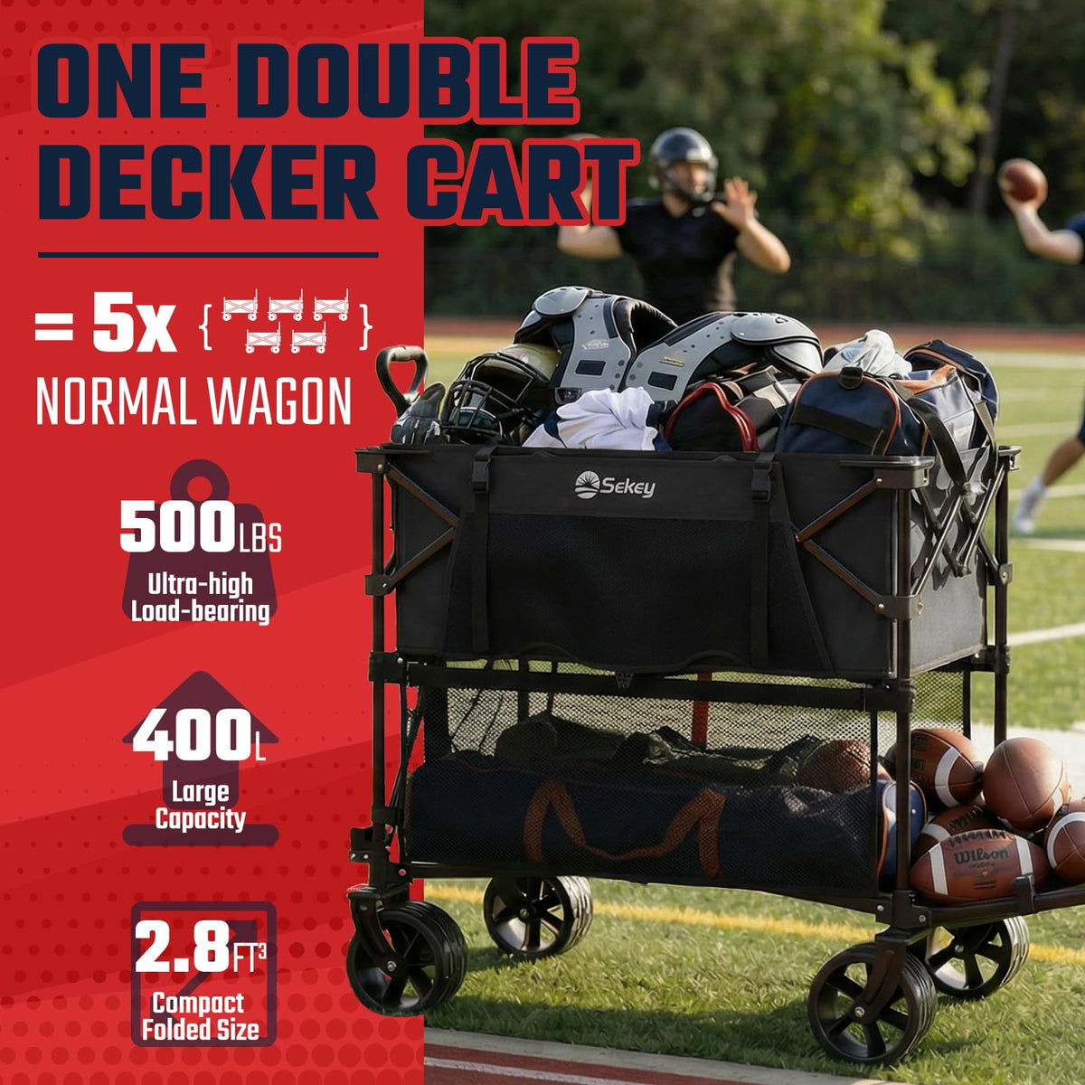 500LBS Heavy Duty Double Decker Wagon with Extender